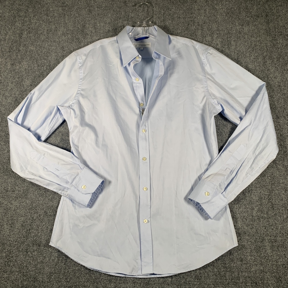 Teddy Stratford Dress Shirt Mens 3 Medium Blue Athletic Fit Zip Front Cotton